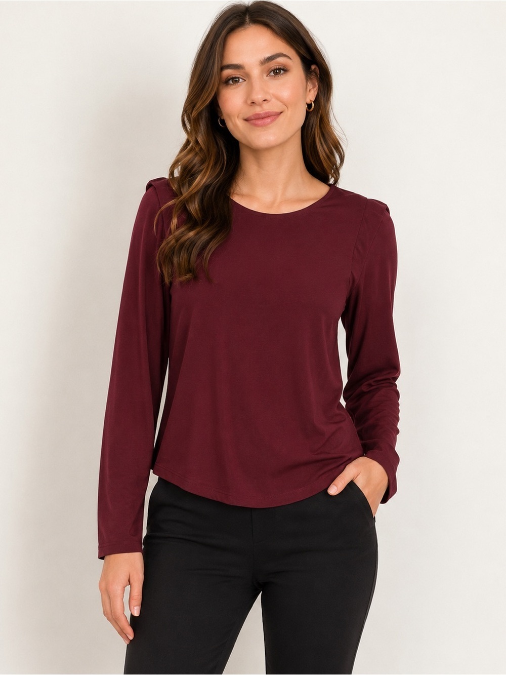 ASTR plum long sleeve blouse Small
